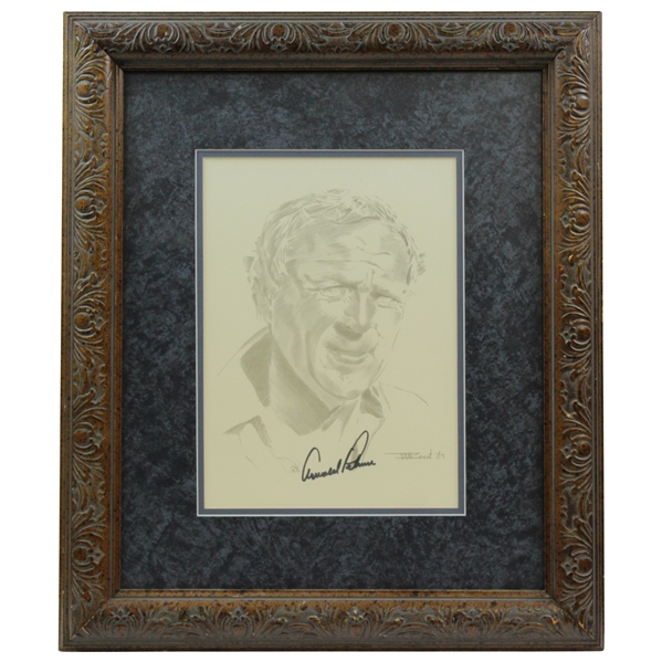 Arnold Palmer Signed Pencil Sketch Print with Letter from Arnold Palmer Co - Framed JSA ALOA