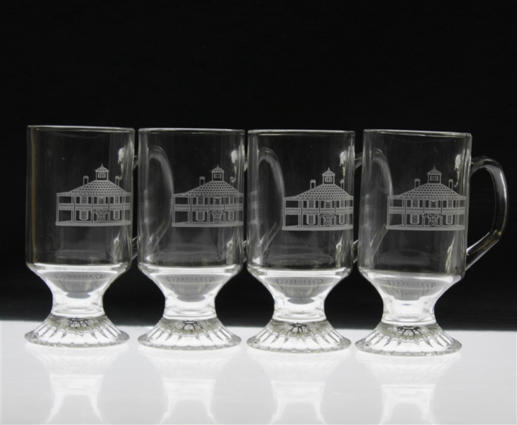 Four (4) Augusta National Golf Club Glass Clubhouse Coffee Glasses