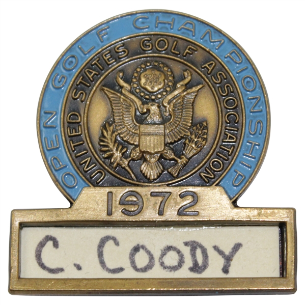 Charles Coody's 1972 US Open at Pebble Beach Contestant Badge