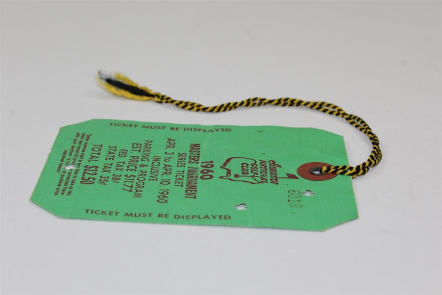 1960 Masters Tournament SERIES Badge #6018 with Original String - Arnie's 2nd Masters Win!