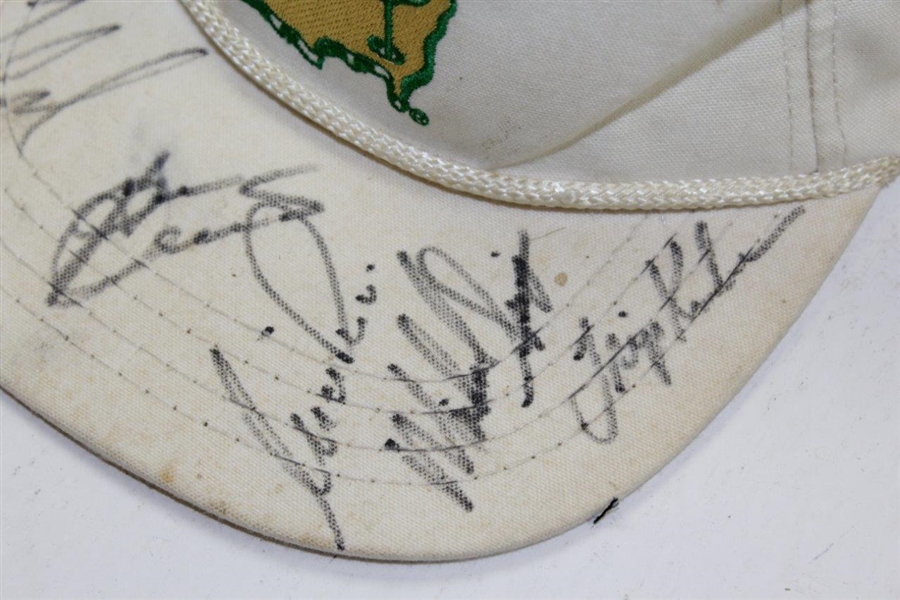 1995 Amateur Tiger Woods Signed Masters White Logo Hat w/ Others - 1st Masters JSA ALOA