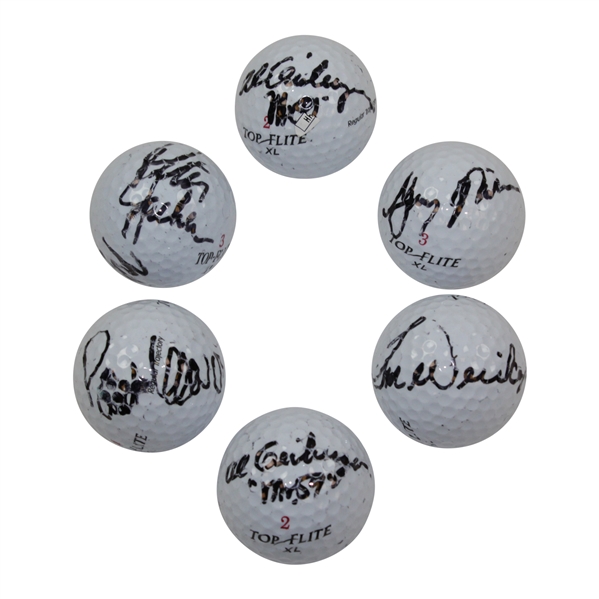 Weiskopf, Geiberger(x2), Lawrie & others Signed Tournament Used Golf Balls - All JSA CERTED