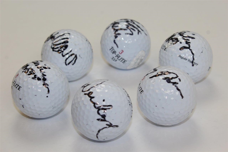 Weiskopf, Geiberger(x2), Lawrie & others Signed Tournament Used Golf Balls - All JSA CERTED