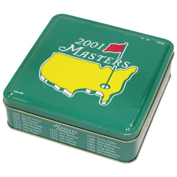 2001 Masters Tournament Cookie Tin with 'Tea Olive' Hole On Lid