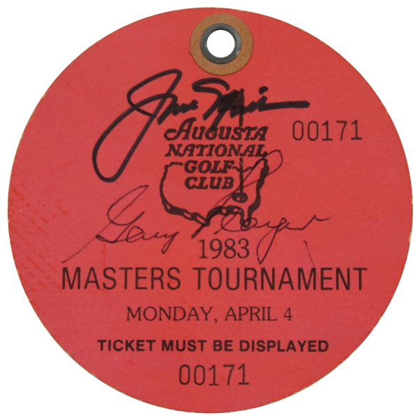 Jack Nicklaus & Gary Player Signed 1983 Masters Tournament Monday Ticket #00171 JSA ALOA
