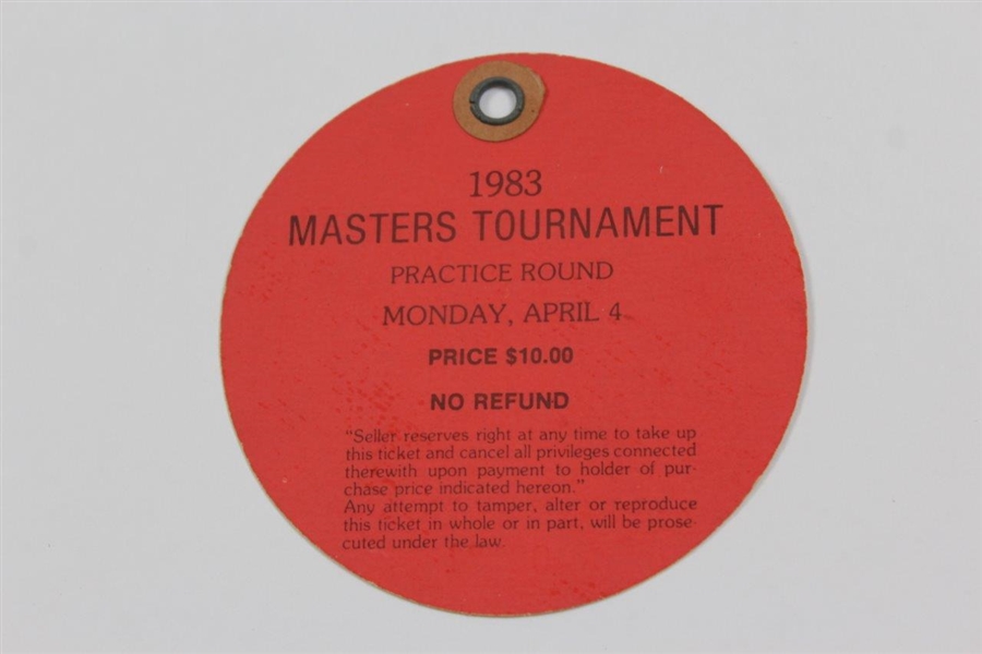 Jack Nicklaus & Gary Player Signed 1983 Masters Tournament Monday Ticket #00171 JSA ALOA