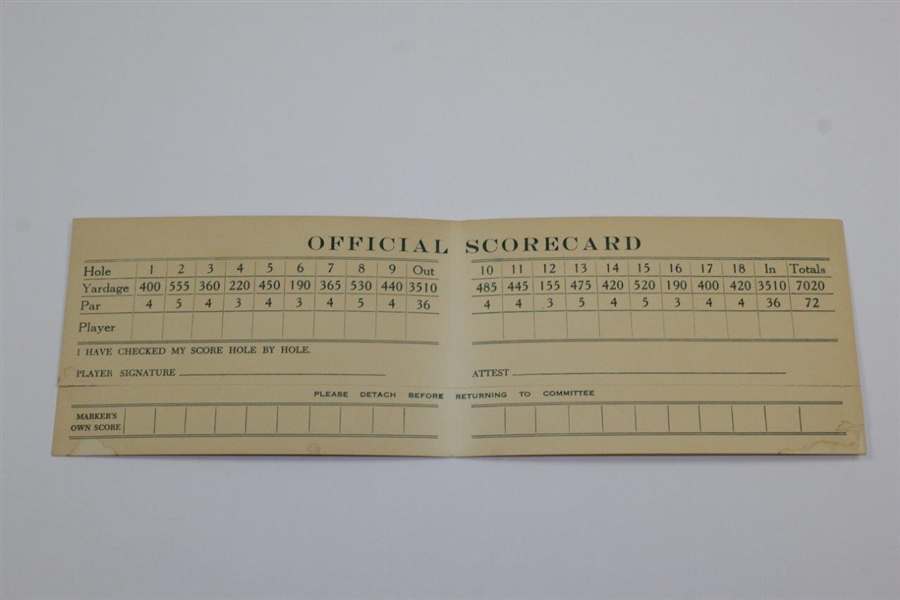 1975 Masters Tournament Official Scorecard - Jack Nicklaus Winner!