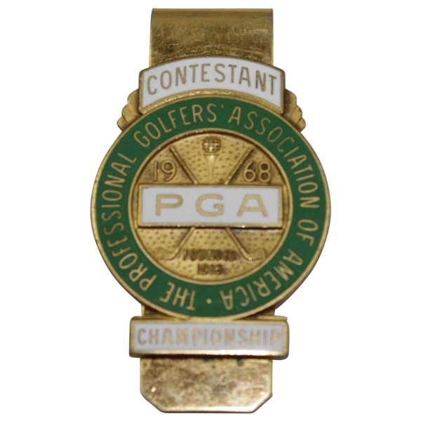 Charles Coody's 1968 PGA Championship at Pecan Valley Contestant Badge/Clip