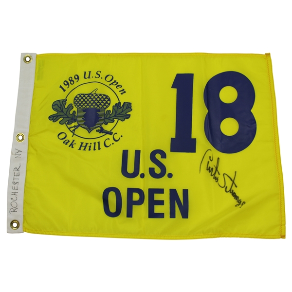 Curtis Strange Signed 1989 US Open at Medinah CC Yellow Screen Flag - Personalized JSA ALOA