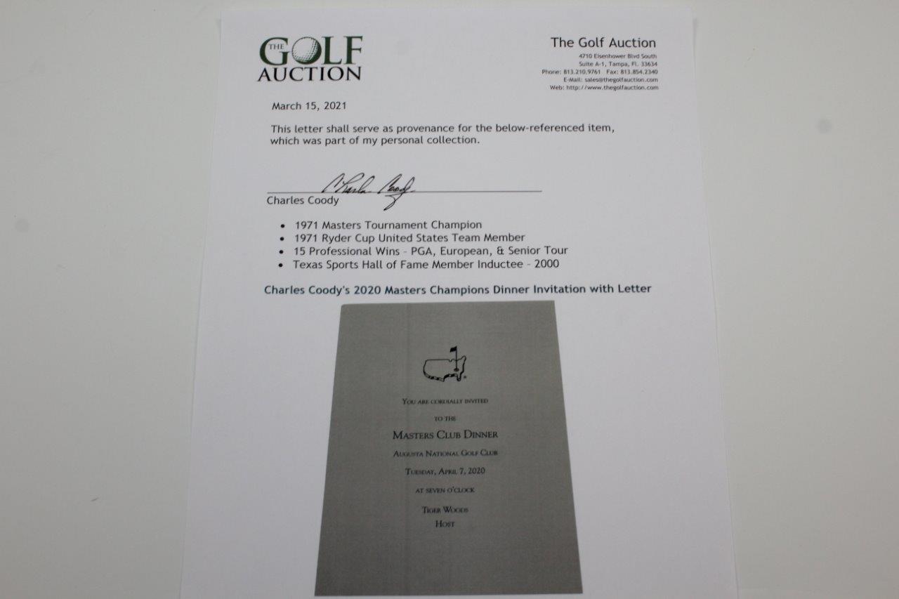 Lot Detail - Charles Coody's 2020 Masters Champions Dinner Invitation ...