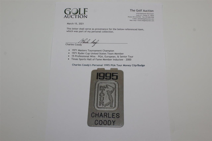 Charles Coody's Personal 1995 PGA Tour Money Clip/Badge