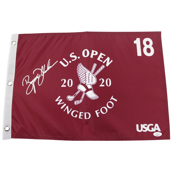 Bryson Dechambeau Signed 2020 US Open at Winged Foot Red Screen Flag JSA #MM58967