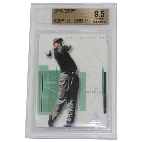 Tiger Woods 2005 SP Authentic Golf #1 Card GEM MINT 9.5 BECKETT 0005801868
