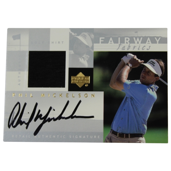 Phil Mickelson Signed 2002 Upper Deck Fairway Fabrics Golf Shirt Golf Card