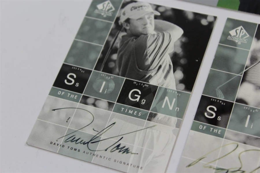 Five (5) Signed Upper Deck Golf Cards - Sign of the Time & Fairway Fabrics - Sergio, Strange & others