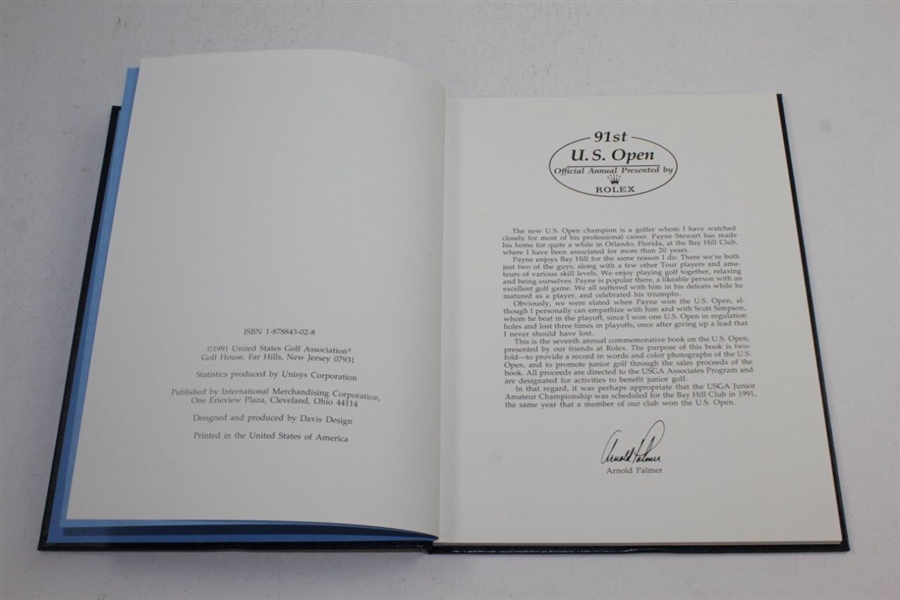 Payne Stewart Signed 1991 US Open at Hazeltine Rolex Annual Book JSA ALOA