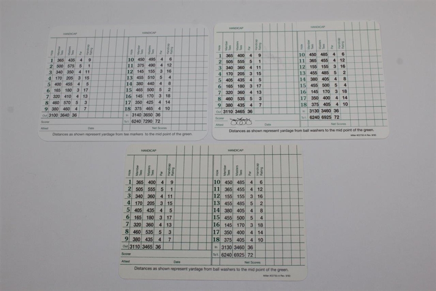 Craig Stadler, Fuzzy Zoeller, & Larry Mize Signed Augusta National Golf Club Scorecards JSA Certs & ALOA