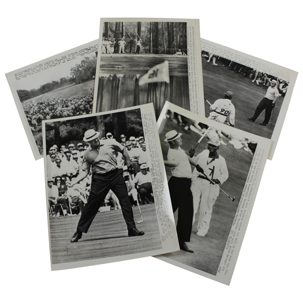 Five (5) Jack Nicklaus at 1965 Masters UPI Telephoto Photos - 2nd Green Jacket
