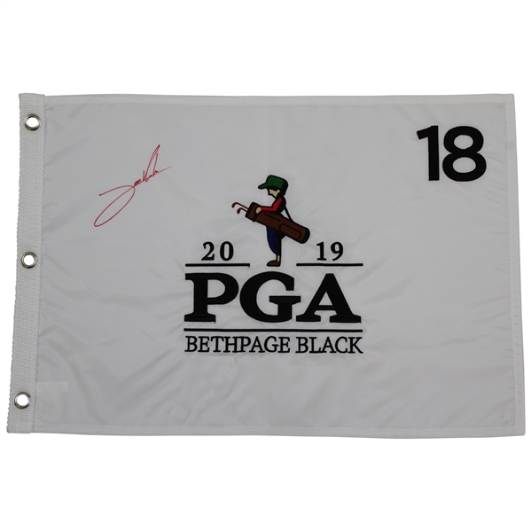 Jon Rahm Signed 2019 PGA Championship at Bethpage Black Embroidered Flag JSA ALOA