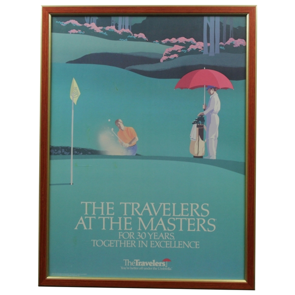 1988 'The Travelers at the Masters' Augusta National GC Poster - Framed