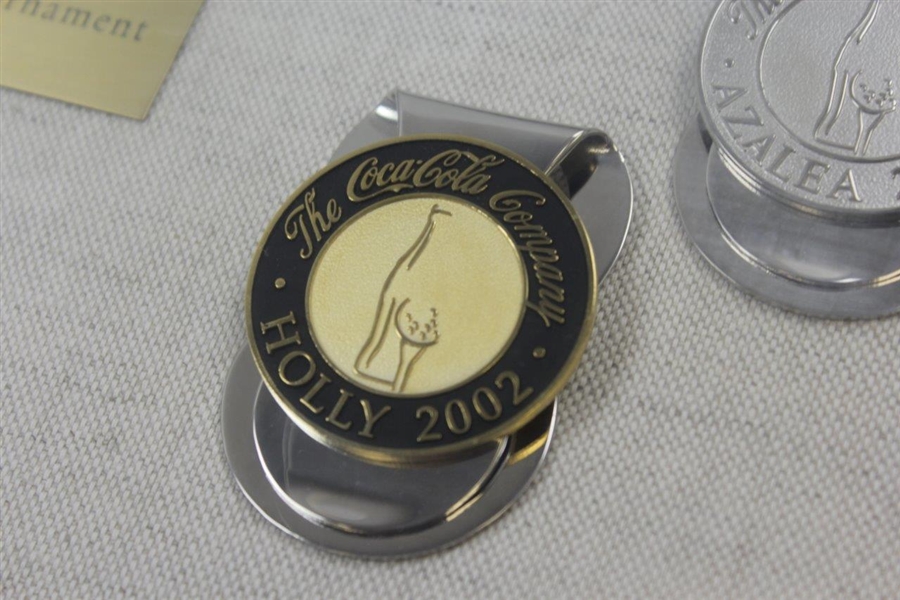 2002 Masters Tournament Coca-Cola Ltd Ed Golf Hole Commemorative Money Clips - Framed