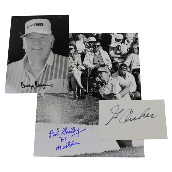 Billy Casper, George Archer, & Bob Goalby Signed Items - Two Photos & 3x5 Card JSA ALOA