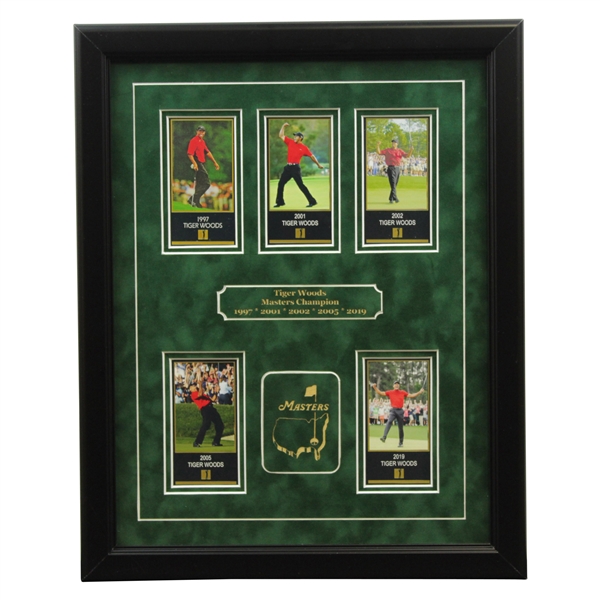 Facsimile Tiger Woods Masters Champion 1997-2001-2002-2005-2019 Presentation Piece - Framed