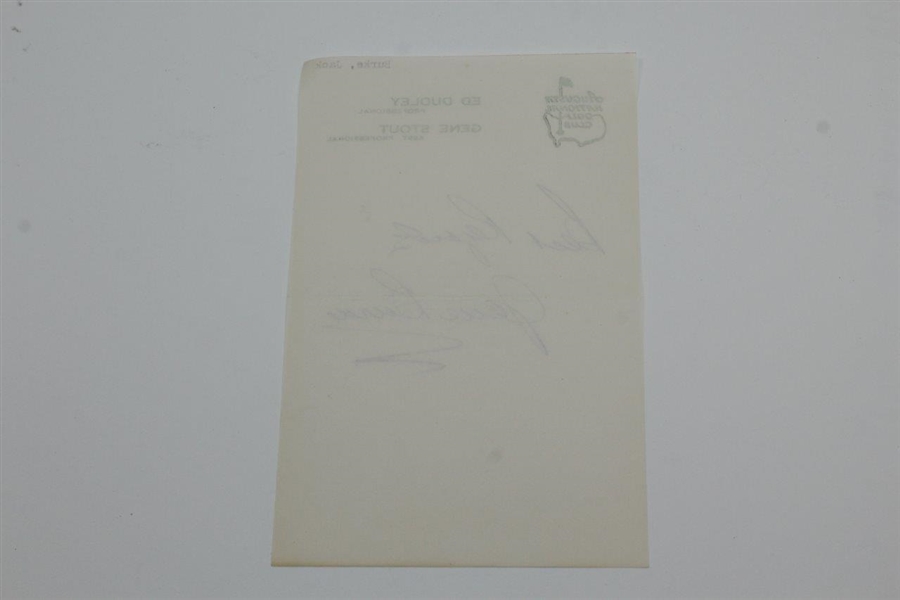 Jack Burke Signed Augusta National Golf Club Note Page with 'Best Regards' JSA ALOA