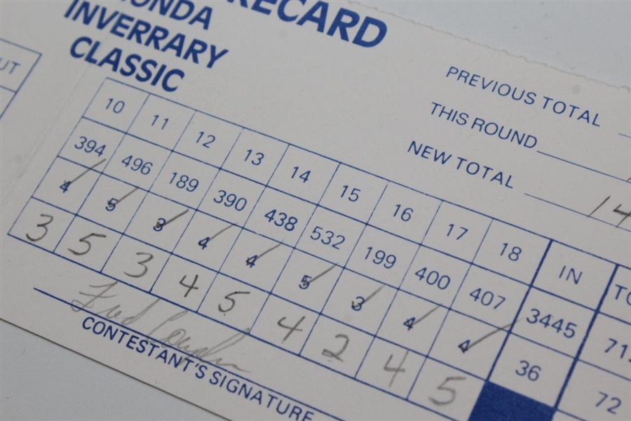 Fred Couples & Mark O'Meara 1983 Signed Honda Inverrary Classic Official Scorecard JSA ALOA