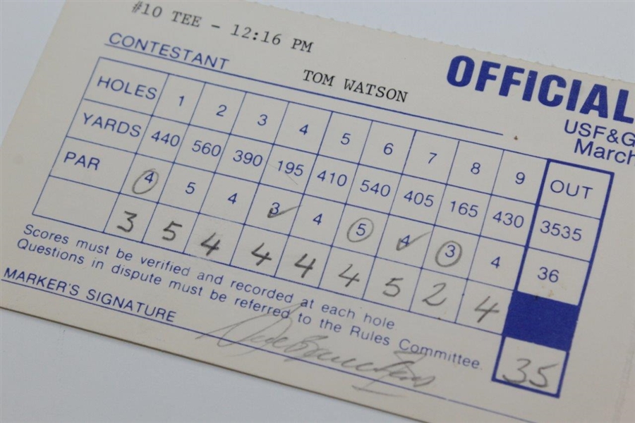 Tom Watson & Seve Ballesteros Signed 1985 USF&G Golf Classic Offical Scorecard JSA ALOA