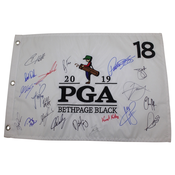 2019 PGA Championship at Bethpage Black Flag Signed by 20 Stars JSA ALOA