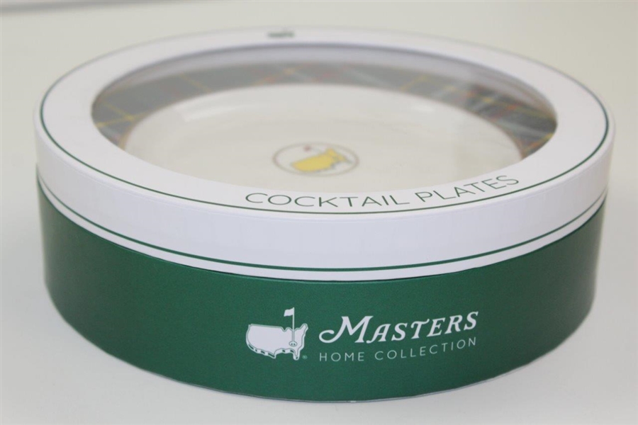 Masters Tournament Set of Four (4) Tartan Cocktail Plates in Original Box