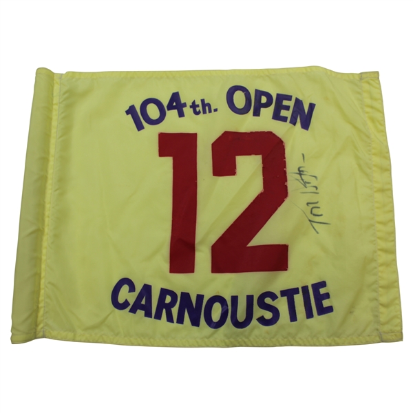 Tom Watson Signed 1975 Open Championship at Carnoustie 12th Hole Flag - 1st Major Win JSA ALOA