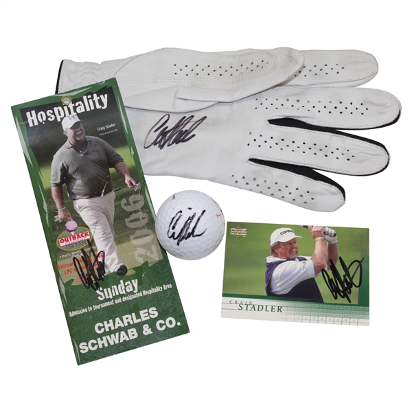 Craig Stadler Signed Golf Glove, Golf Ball, Card, & 2006 Ticket JSA ALOA