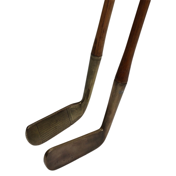 Two Classic Spalding Brass Putters - Smooth Face Spalding Special (c. 1894) & Model M-8 (c. 1912)