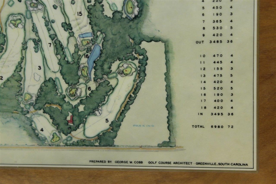 1968 Augusta National Golf Club George Cobb Course Map on Wooden Plaque Contestant Gift