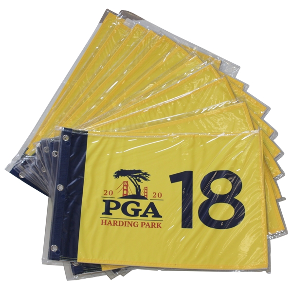 Ten (10) 2020 PGA Championship at Harding Park Yellow Screen Flags