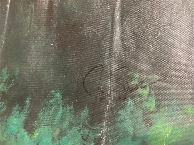 Jack Nicklaus Signed Original 1986 Masters Making Putt Memorable Pose Canvas Painting JSA ALOA 