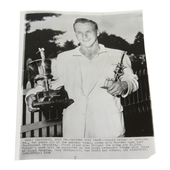 Arnold Palmer 6/30/56 Eastern Open Champion With Trophies 