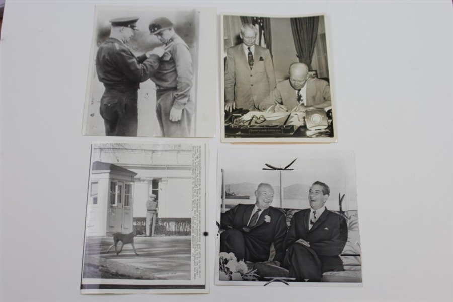 Twenty (20) President Eisenhower 1950's Military & Presidential Wire Photos with Some Golf