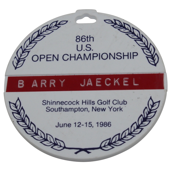 Barry Jaeckels 1986 U.S. Open at Shinnecock Hills Golf Club Contestant Bag Tag