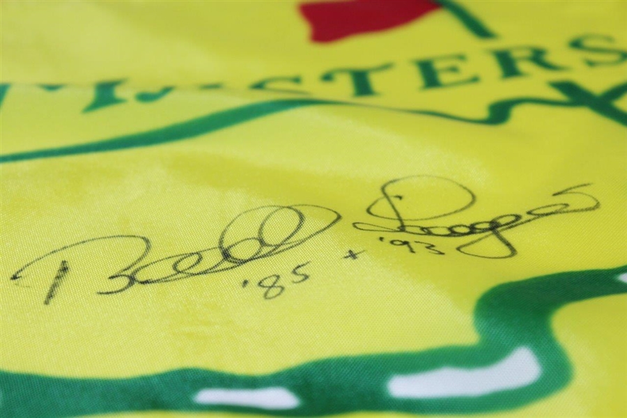 Bernhard Langer Signed 1995 Masters Yellow Screen Flag with Years Won JSA ALOA