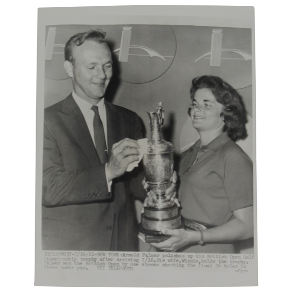 Arnold Palmer with Winnie & Claret Jug Open Trophy Photo From 1961