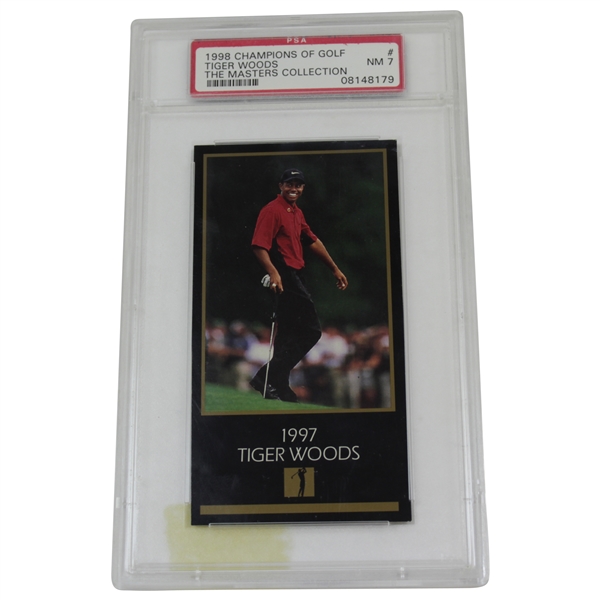 Tiger Woods 1997 GSV Champions Of Golf Masters Rookie Card PSA NM 7