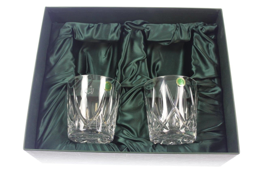 2003 Augusta National Golf Club Ltd Ed Employee Masters Gift Two Old Fashion/Rocks Glasses (Missing Two)