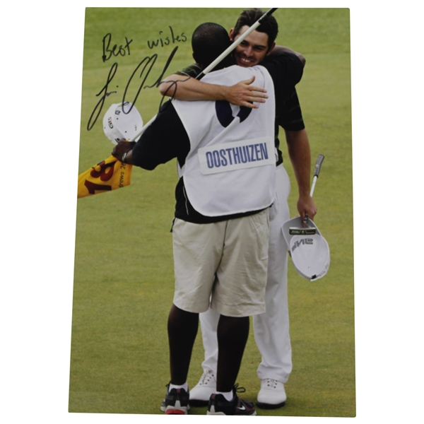 Louis Oosthuizen Signed Photo at The 2010 Open at St. Andrews Hugging Caddy JSA ALOA