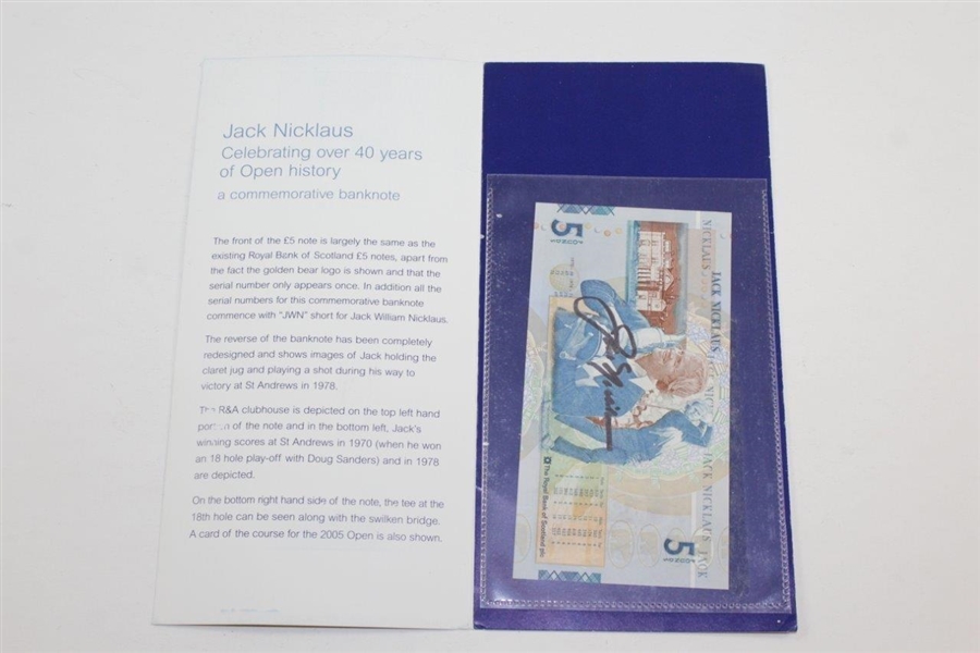 Jack Nicklaus Signed RBS 5lb Note with Sleeve & Envelope JSA ALOA