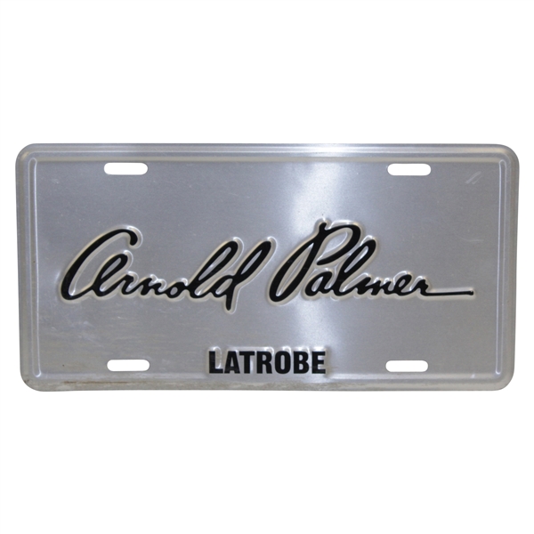Arnold Palmer Original Silver Colored Latrobe Dealership Licence Plate