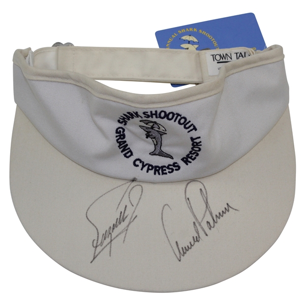 Arnold Palmer & Fuzzy Zoeller Signed Shark Shootout Grand Cypress Resort Visor JSA ALOA