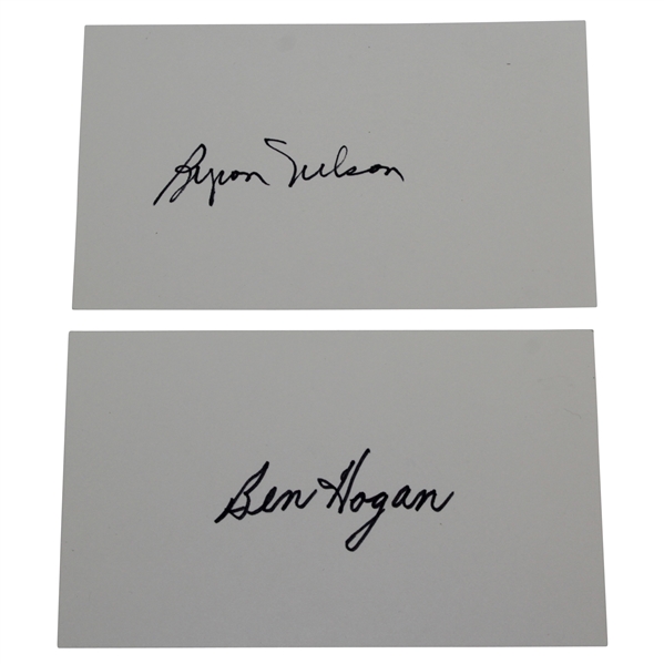 Ben Hogan & Byron Nelson Signed 3x5 Cards JSA ALOA